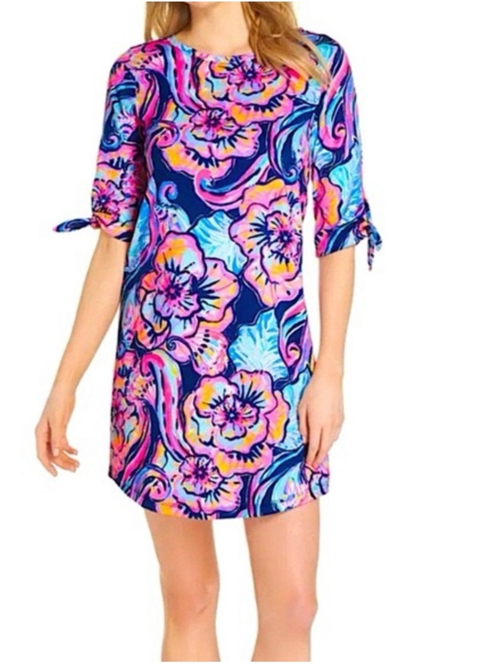 Lilly Pulitzer Floral Swim Cover-Up Dress in Blue, Pink and Yellow